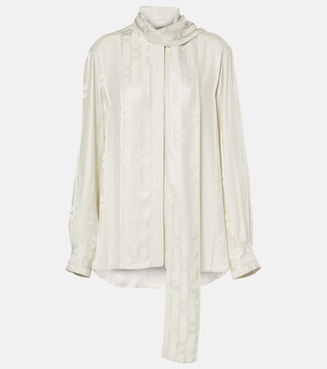 Scarf-detail satin jacquard blouse | Tod's