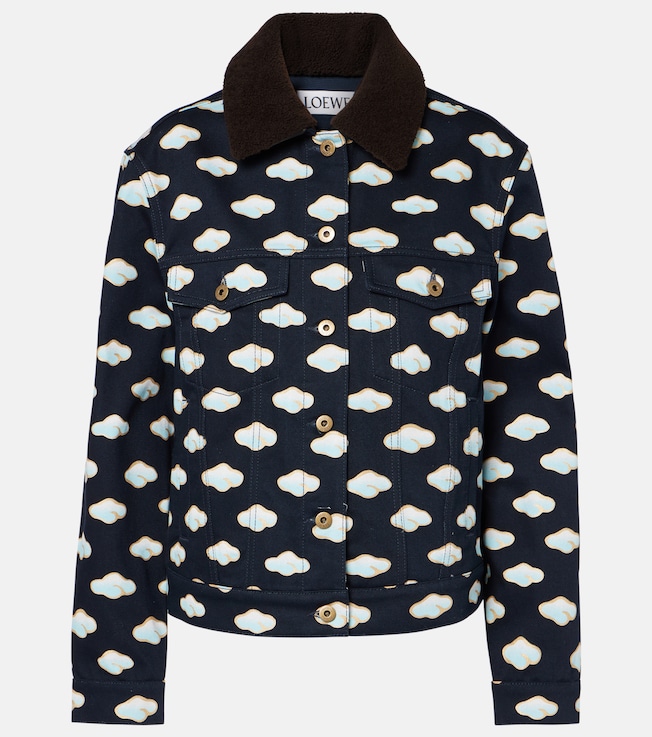 Printed shearling-trimmed denim jacket | Loewe