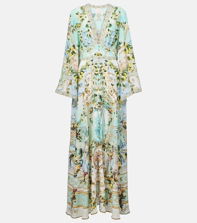 Shirred printed silk maxi dress | Camilla