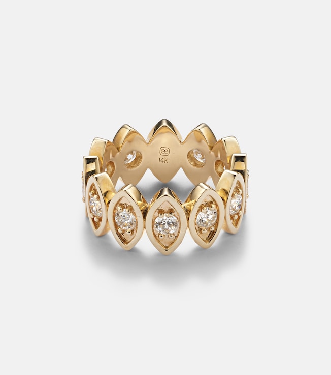 Evil Eye 14kt yellow gold eternity ring with diamonds | Sydney Evan