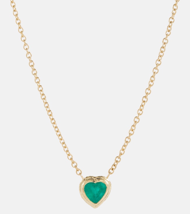 Heart & Toggle 18kt gold necklace with emerald | Octavia Elizabeth