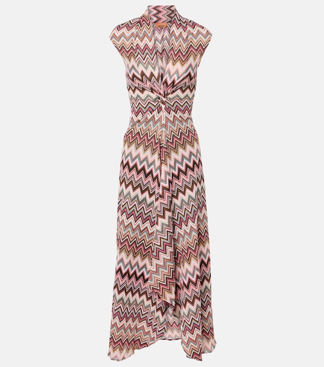 Zigzag lamé midi dress | Missoni