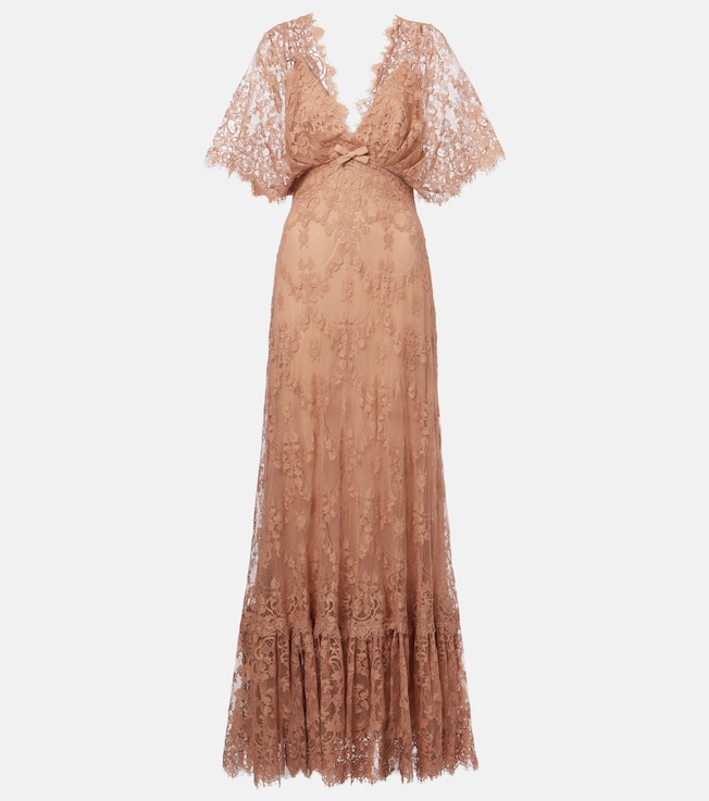 Floral cotton-blend lace gown | Elie Saab
