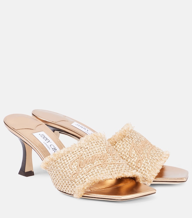 Alexia 70 logo woven lamé mules | Jimmy Choo