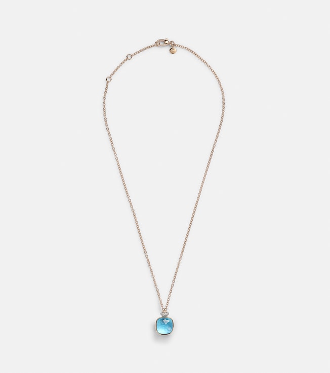Nudo 18kt gold necklace with blue topaz and diamonds | Pomellato
