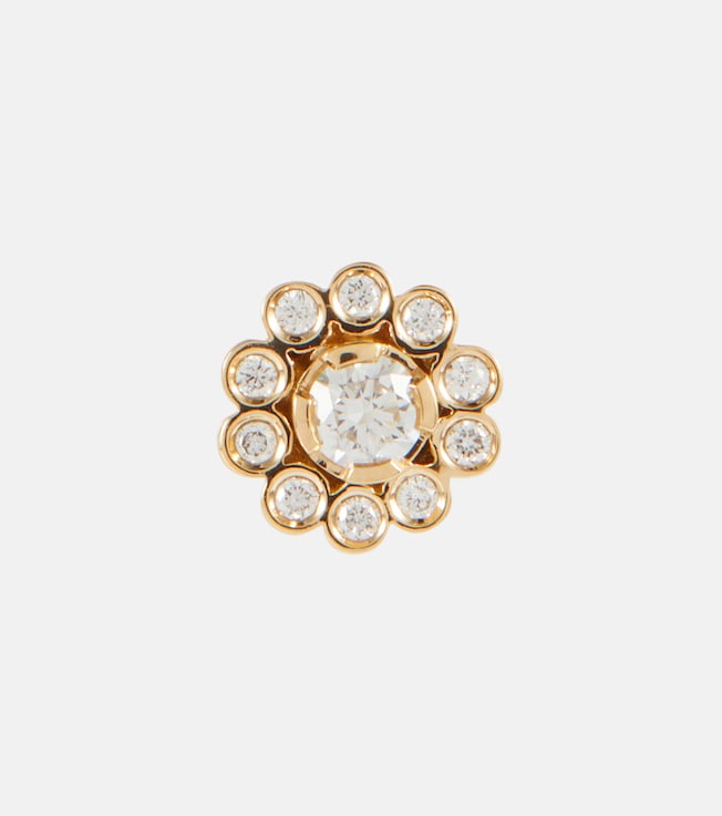 Soleil de Fleur 18kt gold single earring with diamonds | Sophie Bille Brahe