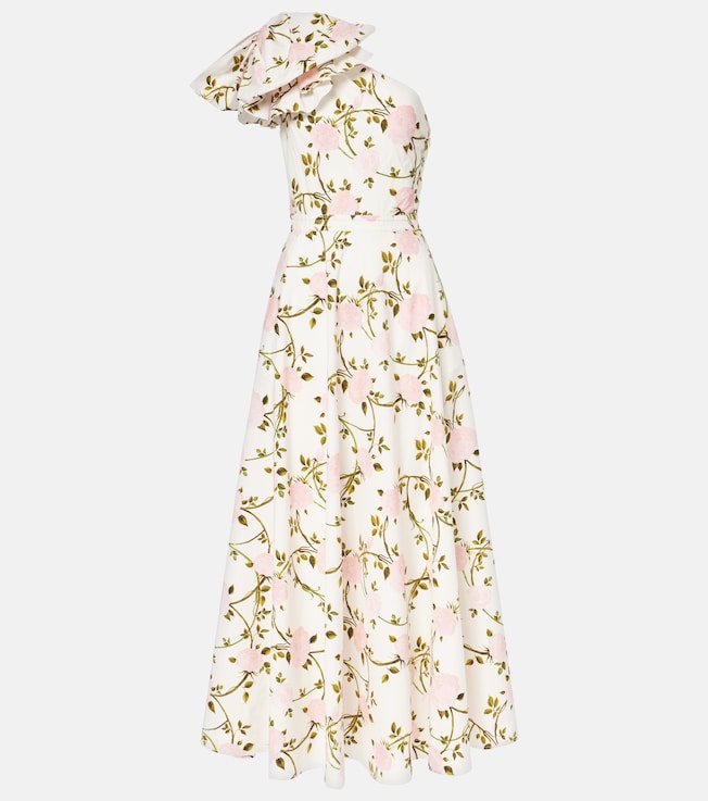 One-shoulder ruffled cotton cocktail dress | Giambattista Valli