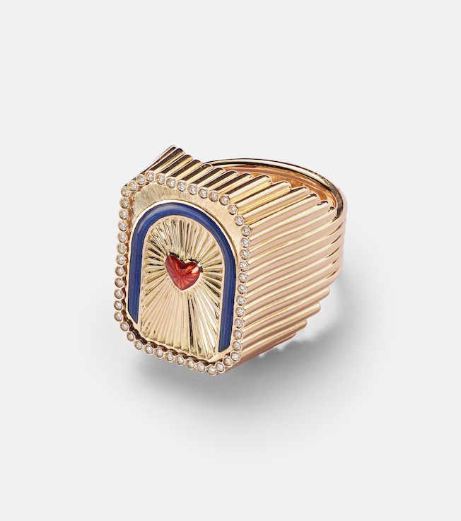 Heart Mini Scap 18kt gold ring with diamonds | Marie Lichtenberg