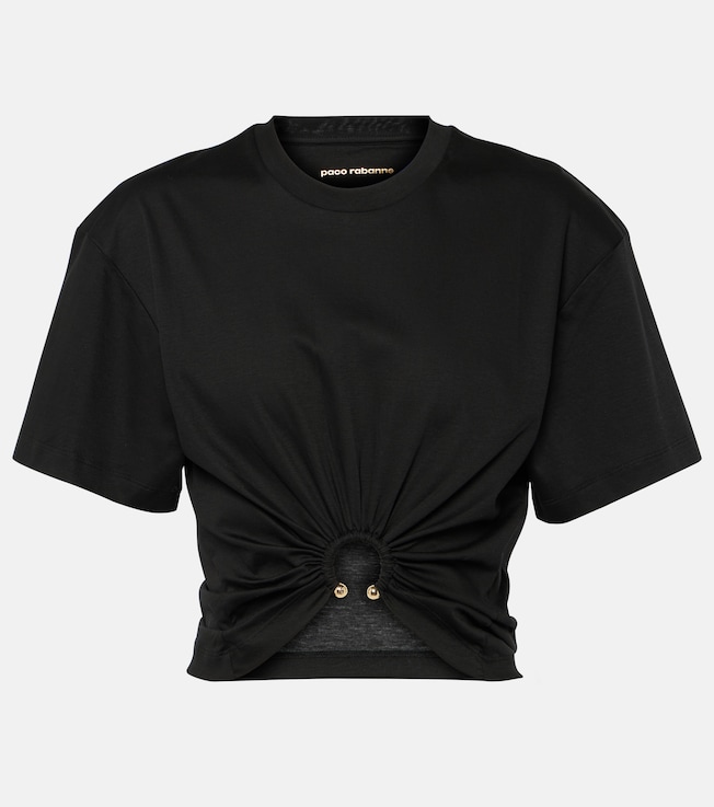 Gathered cotton jersey crop top | Rabanne