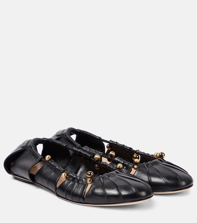 Luna embellished cutout leather ballet flats | Chloé