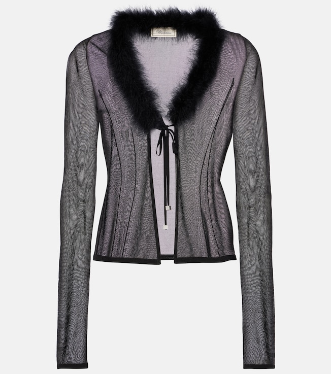 Feather-trimmed cardigan | Blumarine