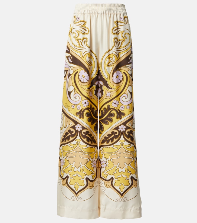 Printed silk twill palazzo pants | La DoubleJ