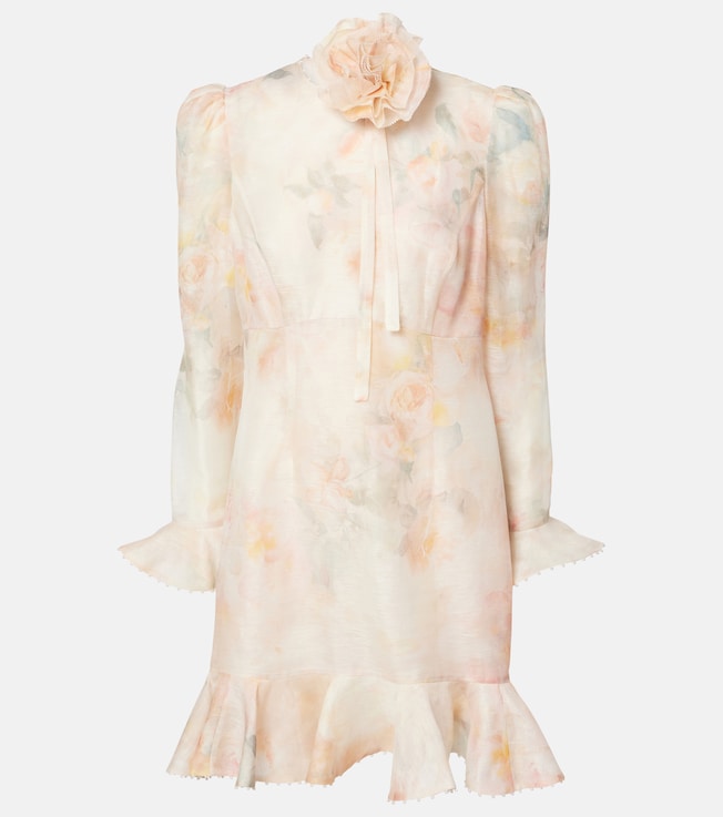 Crush floral linen and silk minidress | Zimmermann
