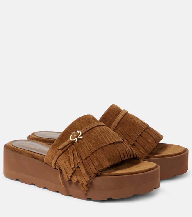 Fringed suede slides | Gianvito Rossi