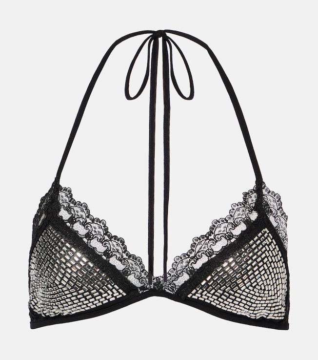 Embellished tulle bra top | The Attico