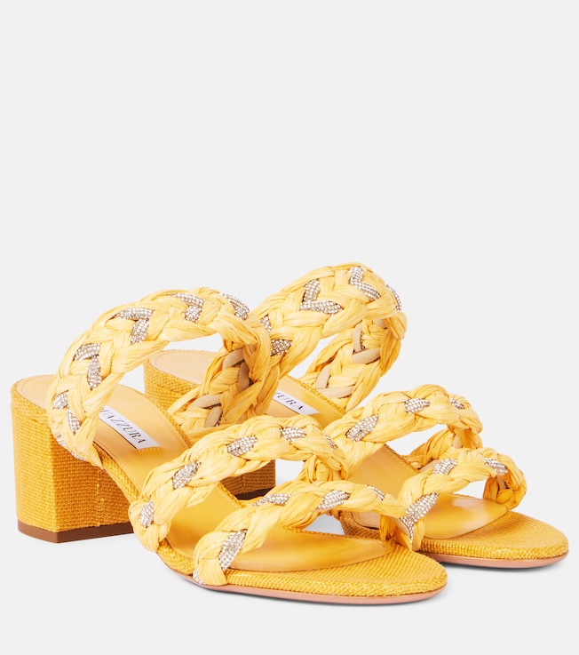 Costiera 50 raffia-effect sandals | Aquazzura