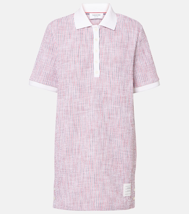 Striped cotton-blend tweed polo dress | Thom Browne