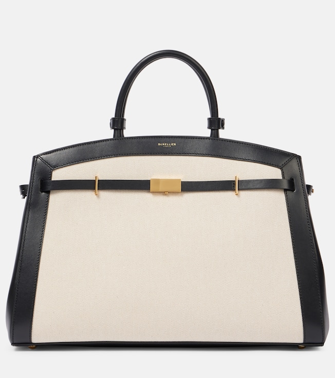 Hudson leather-trimmed canvas tote bag | DeMellier