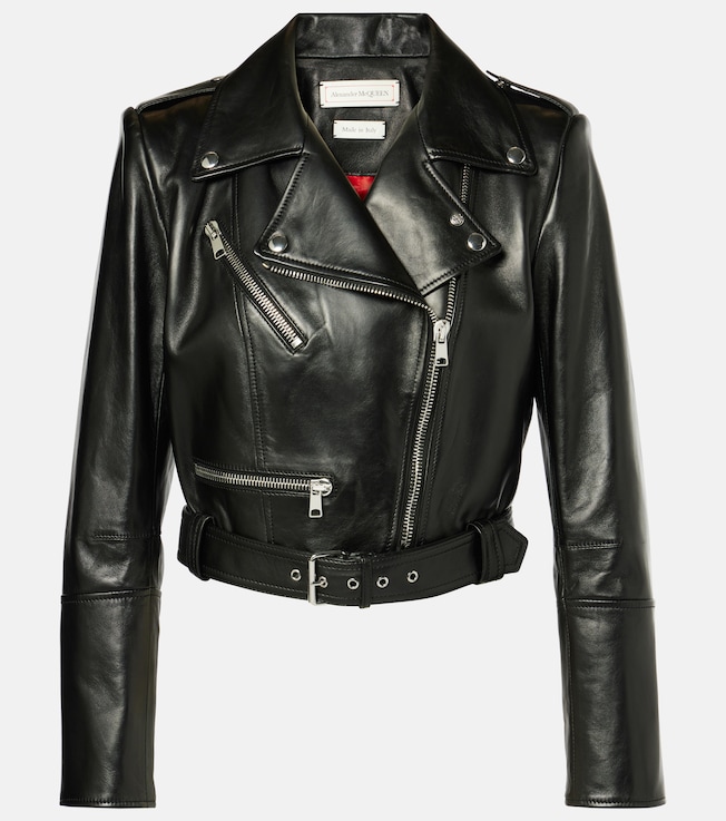 Cropped leather biker jacket | McQueen