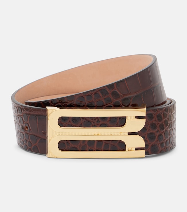 Jumbo Frame croc-effect leather belt | Victoria Beckham