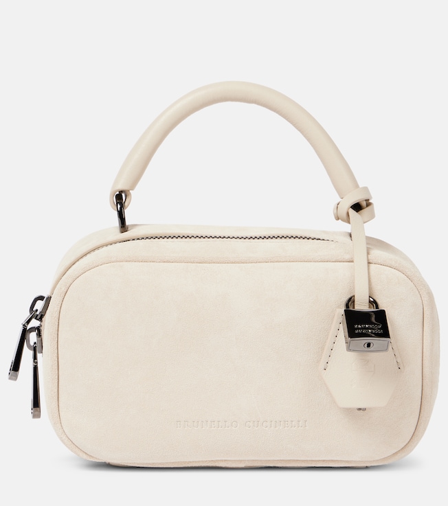 Foulard Mini suede tote bag | Brunello Cucinelli