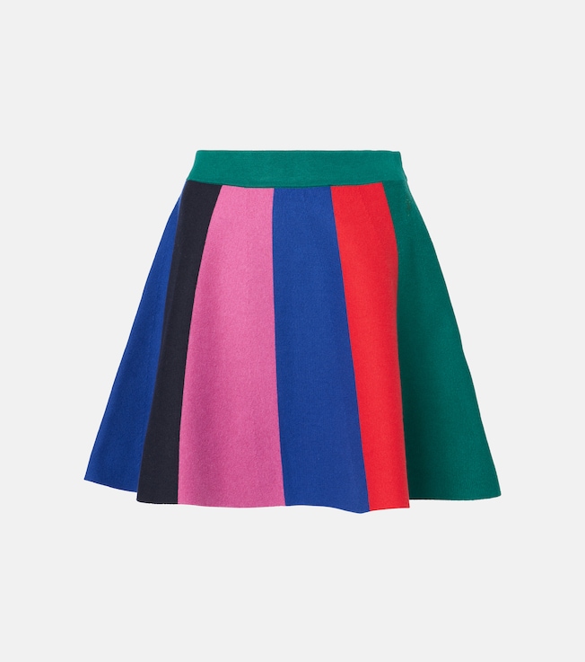 Colorblocked cotton and cashmere miniskirt | JW Anderson