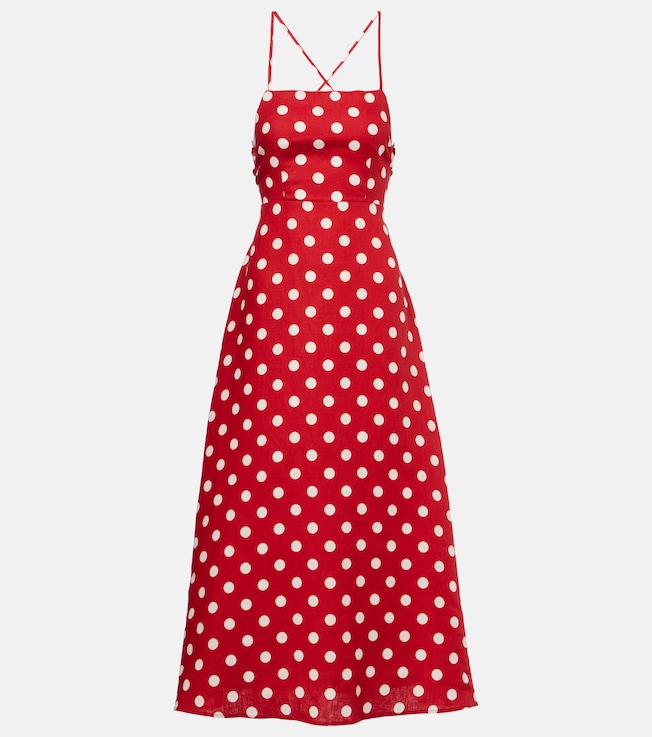 Lori polka-dot linen maxi dress | Posse