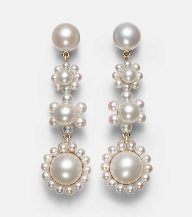Fleur Jeanne 14kt gold earrings with freshwater pearls | Sophie Bille Brahe