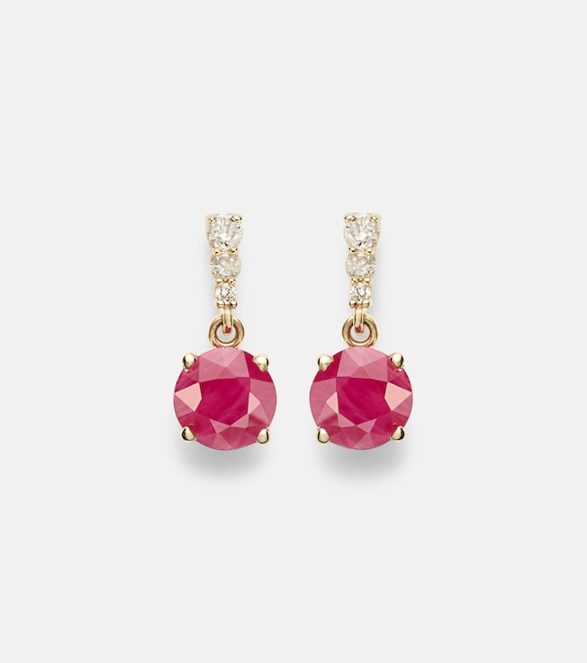 14kt gold earrings with rubies and diamonds | Stone and Strand