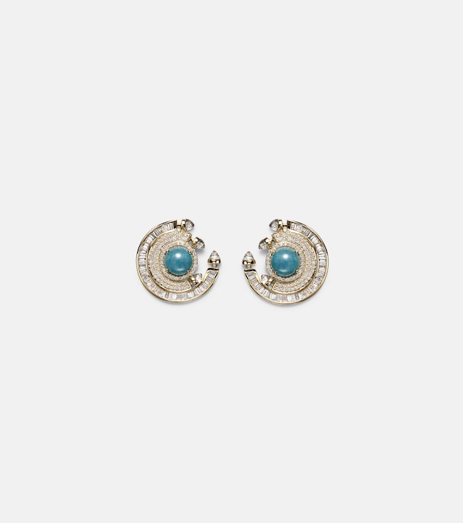 Chakra 18kt gold earrings with gemstones | Ananya