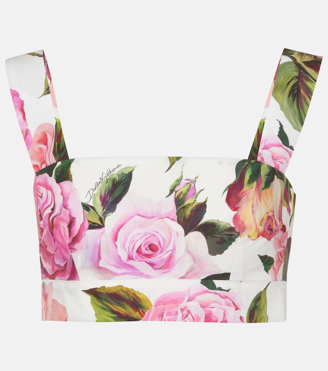 Floral cotton poplin crop top | Dolce&Gabbana