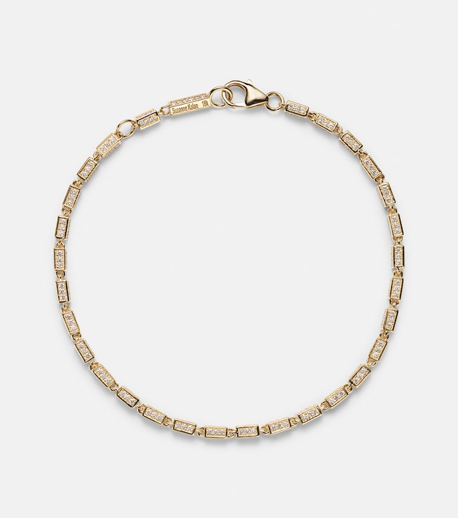Block-Chain Mini 18kt gold bracelet with diamonds | Suzanne Kalan