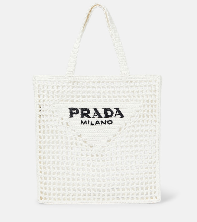 Logo raffia tote bag | Prada