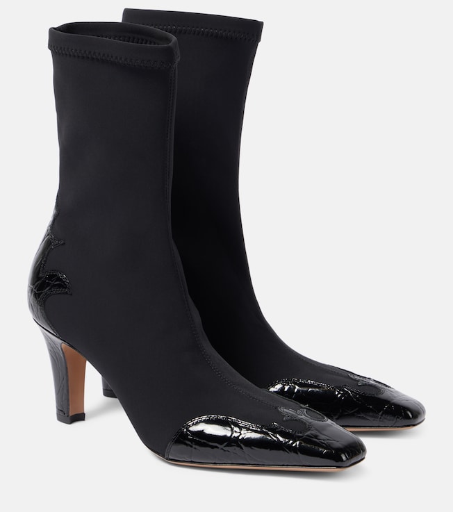 Belle 75 patent leather-trimmed ankle boots | Paris Texas