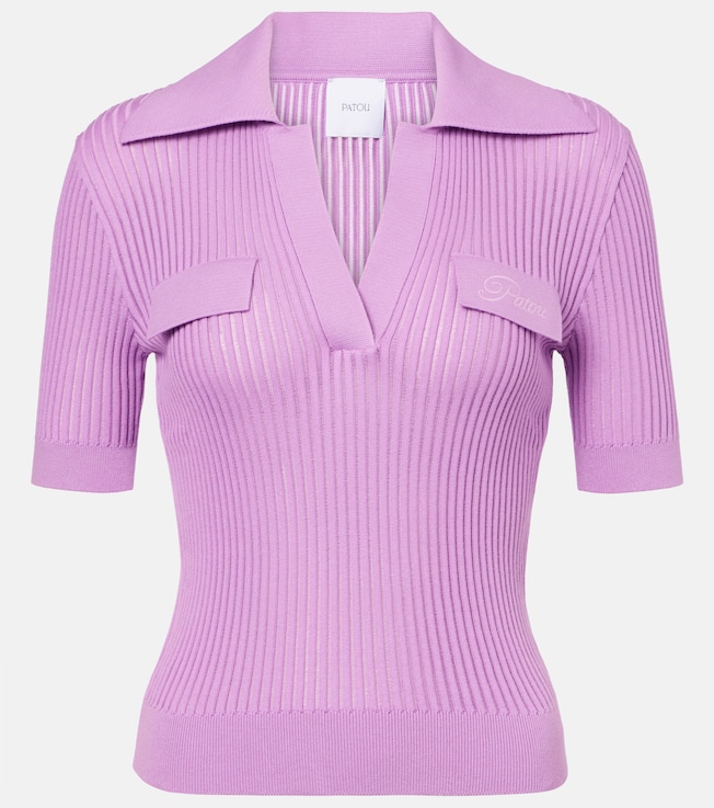 Ribbed-knit cotton polo shirt | Patou