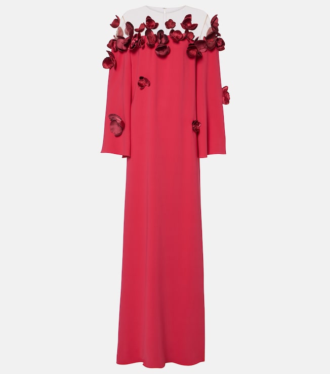 Orchid embroidered georgette gown | Oscar de la Renta