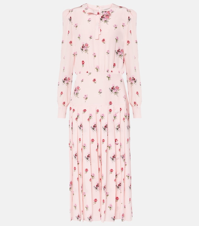 Floral pleated silk midi dress | Alessandra Rich