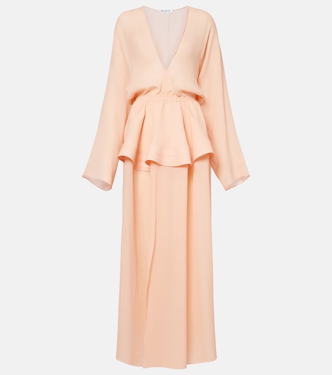 Peplum georgette maxi dress | Alaïa