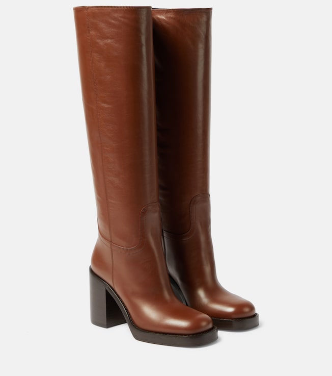 Leather knee-high boots | Prada
