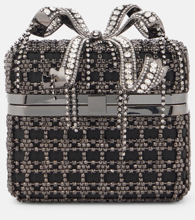 Bow-detail crystal-embellished shoulder bag | Self-Portrait