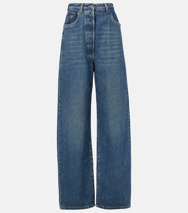 High-rise wide-leg jeans | Prada