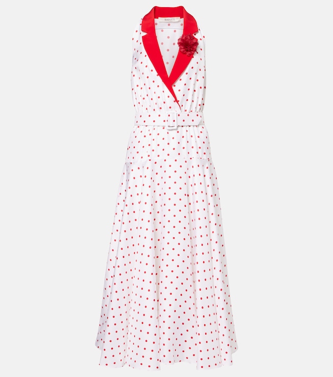 Polka-dot belted silk twill midi dress | Rodarte