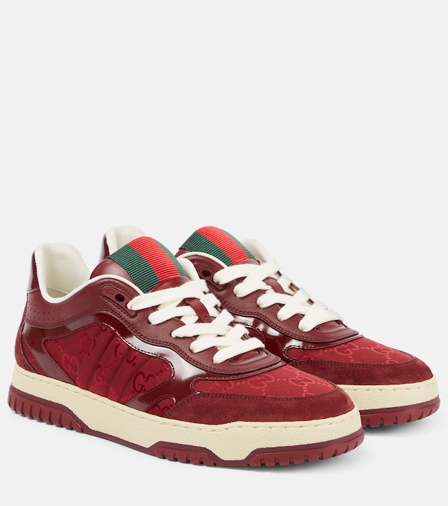 Web Stripe suede-trimmed sneakers | Gucci