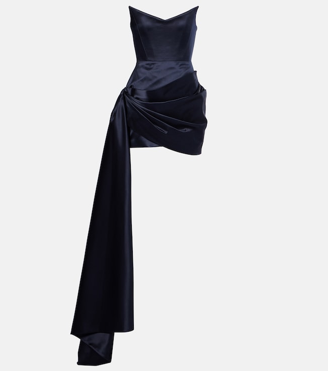 Asymmetric satin corset dress | Alex Perry