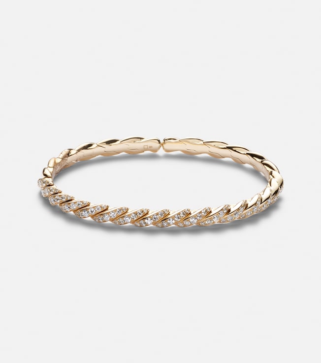 Sculpted Cable Flex 18kt gold bracelet with diamonds | David Yurman