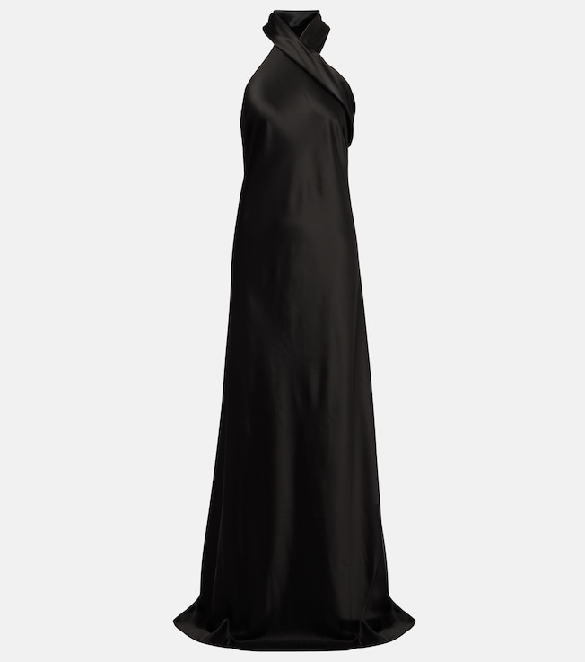 Satin halter neck gown | Galvan