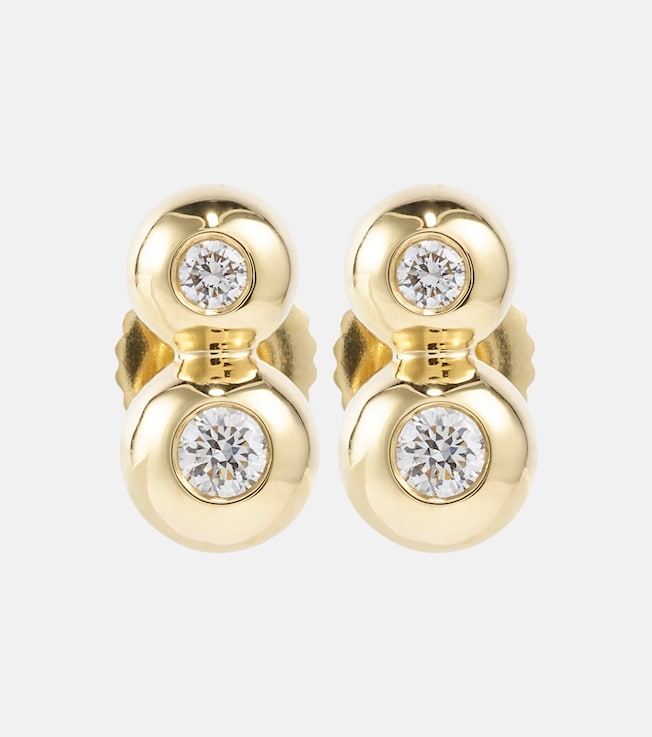 Audrey Double Stud Small 18kt gold earrings with diamonds | Melissa Kaye