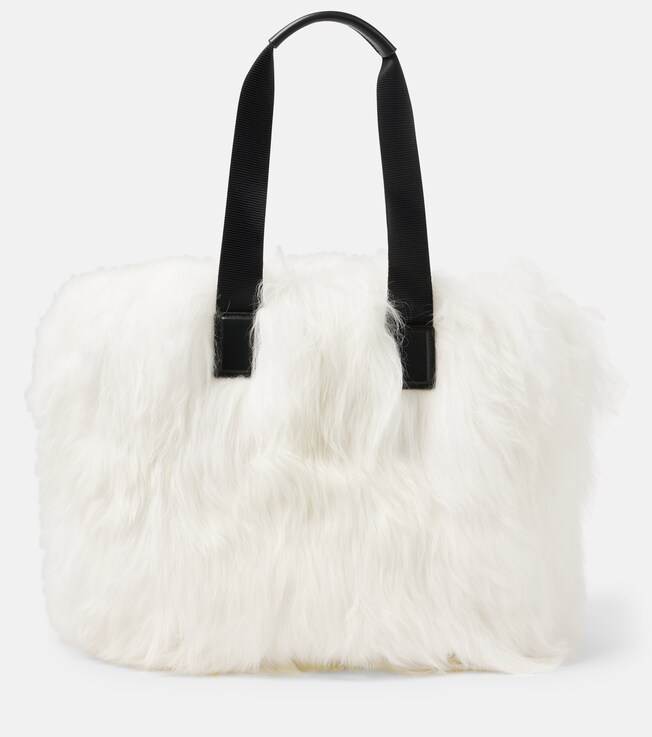 Leather-trimmed shearling tote bag | Moncler Grenoble