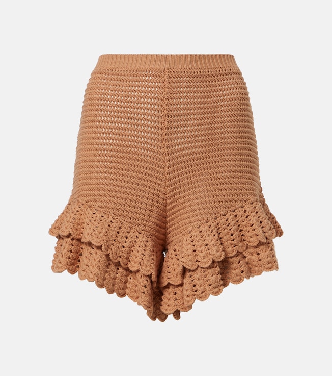 Ruffled crochet cotton shorts | Chloé