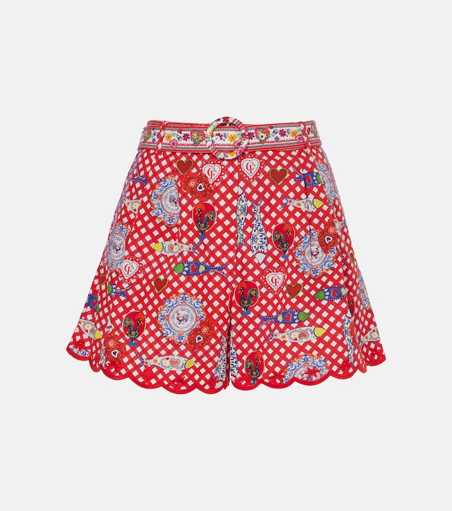 Printed scalloped cotton shorts | Camilla